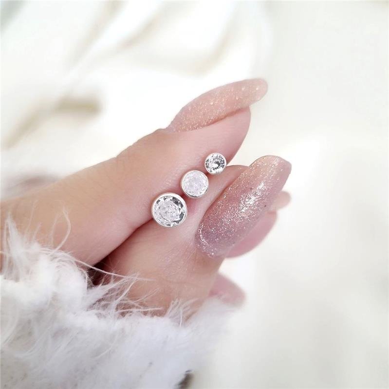 TRIO BRINCO PRATA 925 PONTO LUZ REDONDO CRAVAÇÃO INGLESA