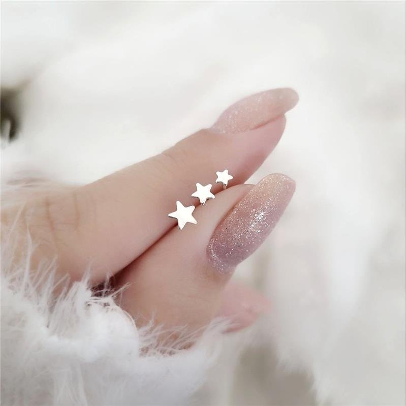 TRIO PRATA 925 ESTRELAS LISAS