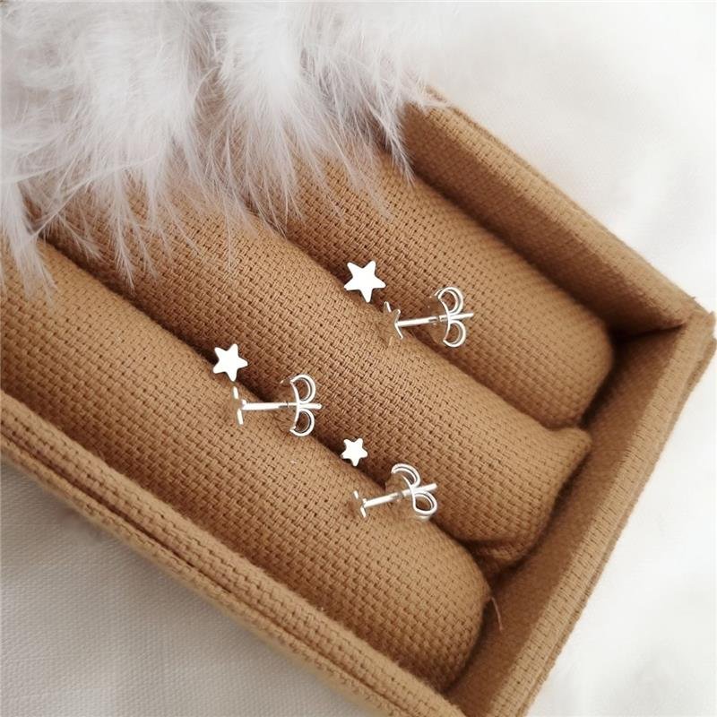 TRIO PRATA 925 ESTRELAS LISAS