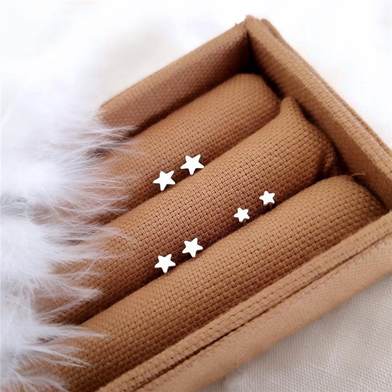 TRIO PRATA 925 ESTRELAS LISAS