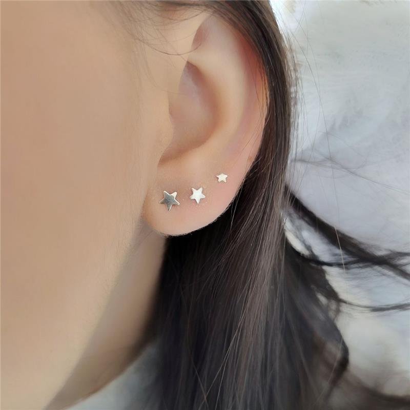 TRIO PRATA 925 ESTRELAS LISAS